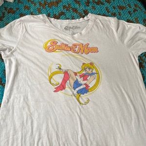 Sailor moon shirt. White sailor moon shirt. Off the shoulder sailor moon.